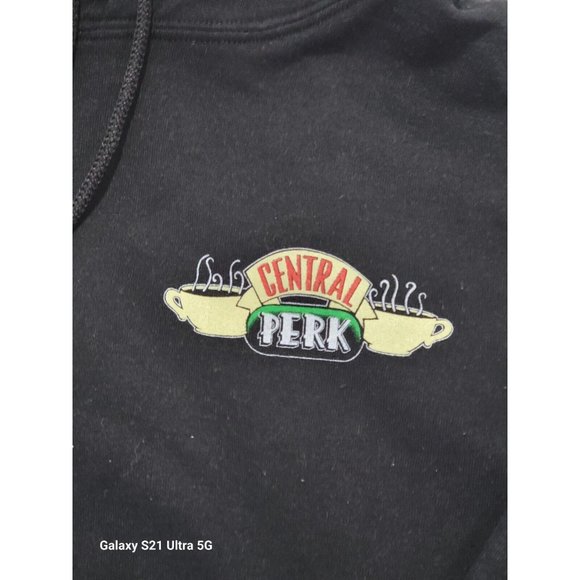 Friends Medium Hoodie Black With Colored Graphics Central Perk Open Mic Night - Picture 3 of 7